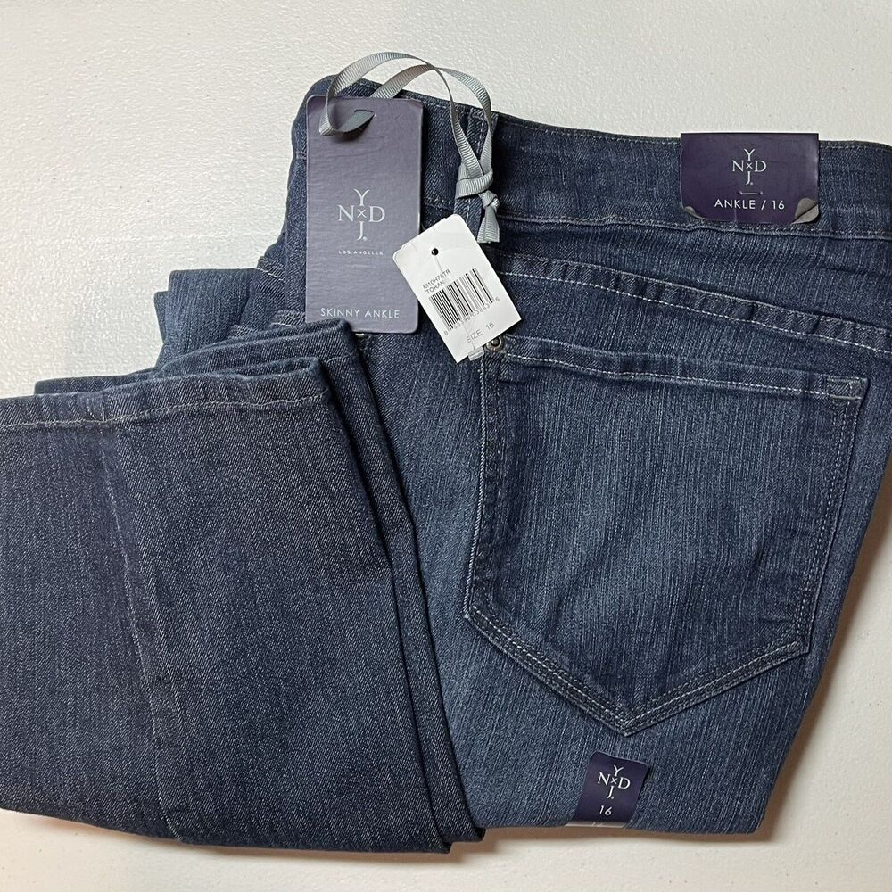 NYDJ Jeans Women’s Toran Skinny Ankle Lift Tuck Technology Dark Wash Size 16 NEW